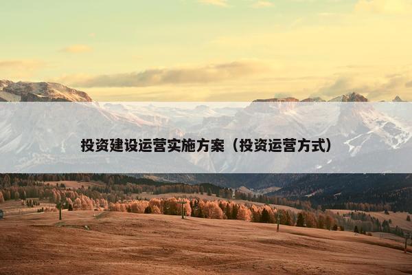 投资建设运营实施方案（投资运营方式）