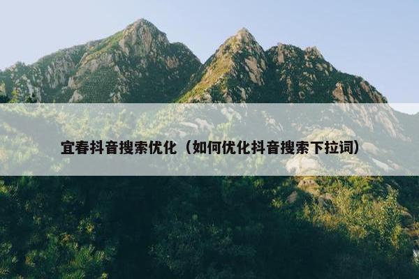 宜春抖音搜索优化（如何优化抖音搜索下拉词）