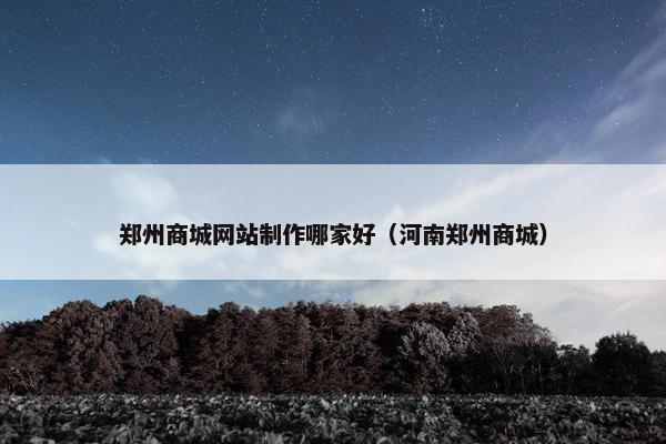 郑州商城网站制作哪家好（河南郑州商城）