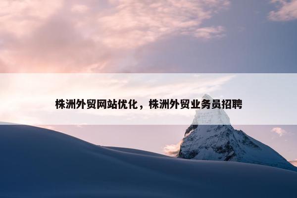 株洲外贸网站优化，株洲外贸业务员招聘