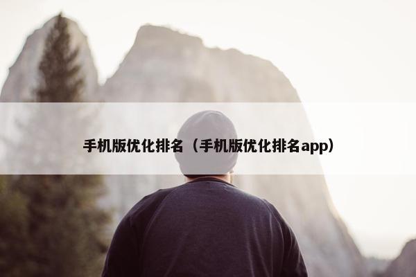 手机版优化排名（手机版优化排名app）