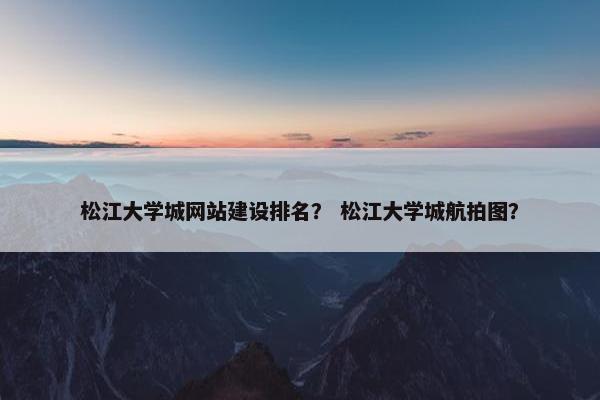 松江大学城网站建设排名？ 松江大学城航拍图？
