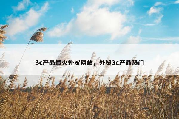 3c产品最火外贸网站，外贸3c产品热门