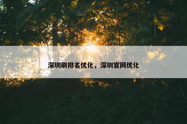 深圳刷排名优化，深圳官网优化