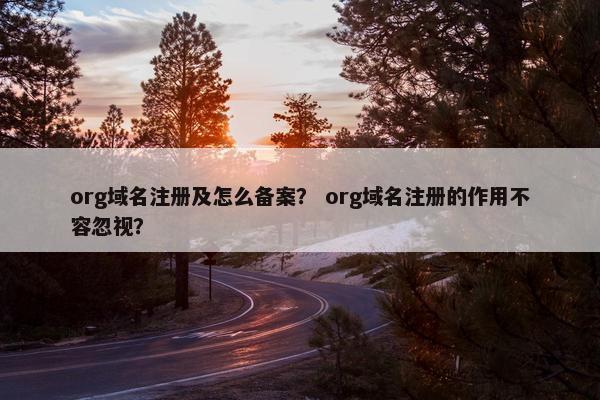 org域名注册及怎么备案？ org域名注册的作用不容忽视？