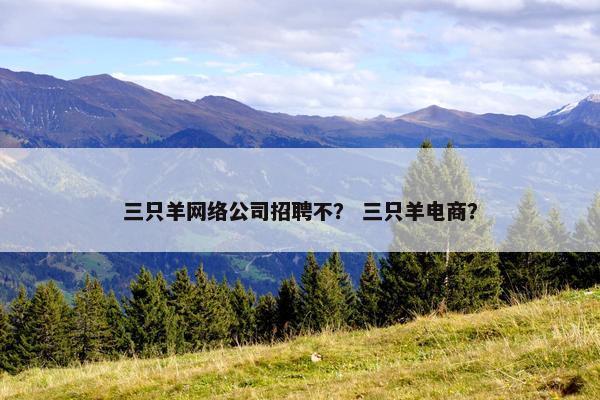 三只羊网络公司招聘不？ 三只羊电商？