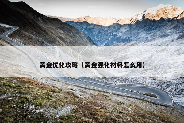 黄金优化攻略（黄金强化材料怎么用）