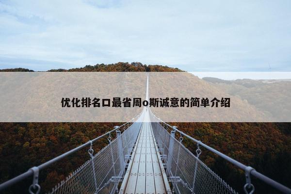 优化排名ロ最省周o斯诚意的简单介绍