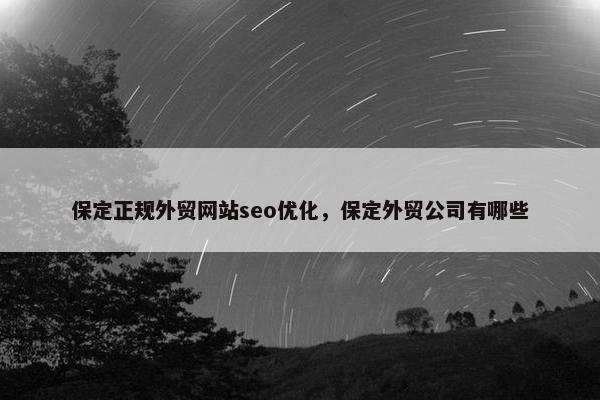 保定正规外贸网站seo优化，保定外贸公司有哪些
