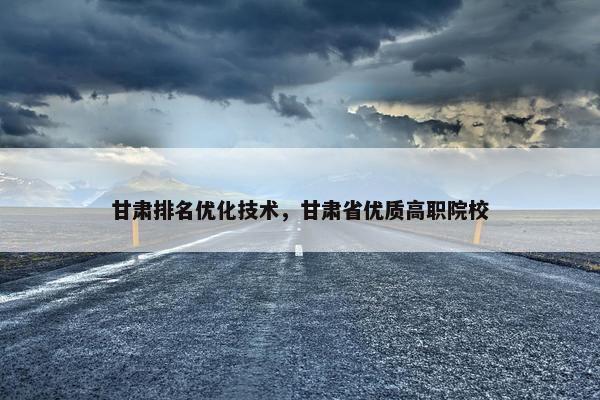 甘肃排名优化技术，甘肃省优质高职院校