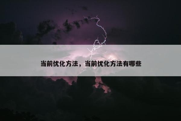 当前优化方法，当前优化方法有哪些