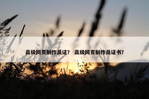 高级网页制作员证？ 高级网页制作员证书？