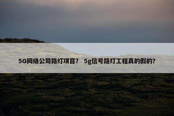 5G网络公司路灯项目？ 5g信号路灯工程真的假的？