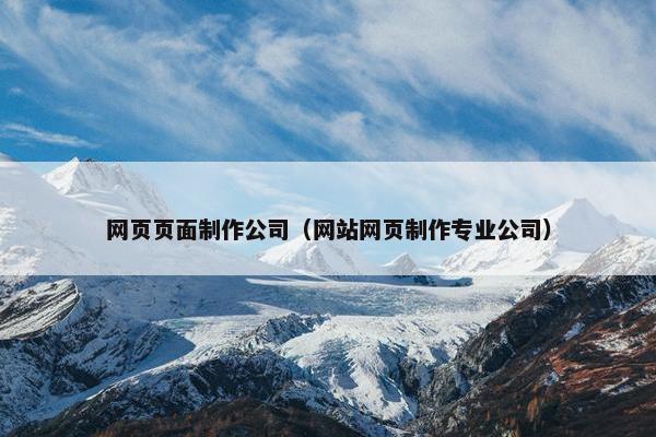 网页页面制作公司（网站网页制作专业公司）