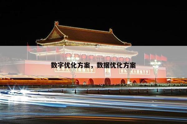 数字优化方案，数据优化方案