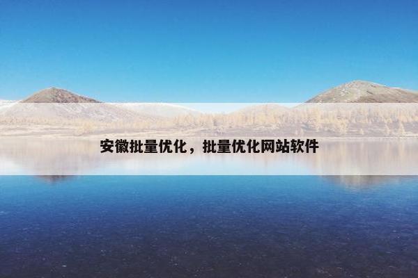 安徽批量优化，批量优化网站软件