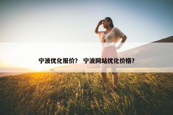 宁波优化报价？ 宁波网站优化价格？