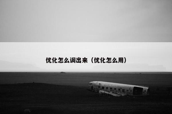优化怎么调出来（优化怎么用）