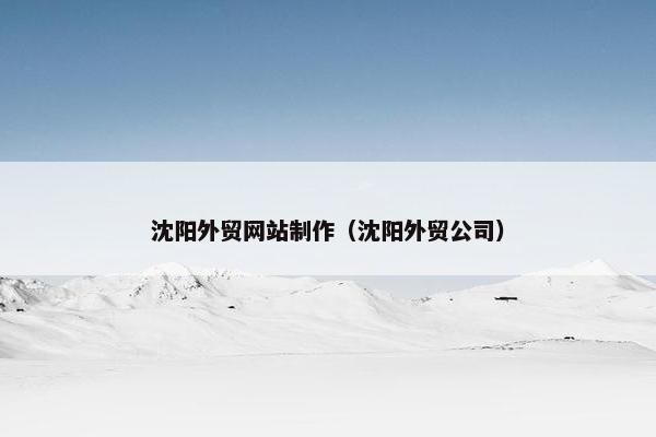 沈阳外贸网站制作（沈阳外贸公司）