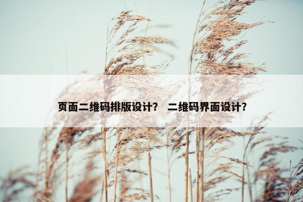 页面二维码排版设计？ 二维码界面设计？