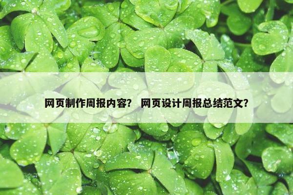 网页制作周报内容？ 网页设计周报总结范文？