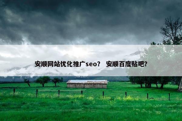 安顺网站优化推广seo？ 安顺百度贴吧？