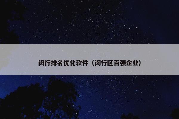 闵行排名优化软件（闵行区百强企业）