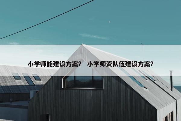 小学师能建设方案？ 小学师资队伍建设方案？