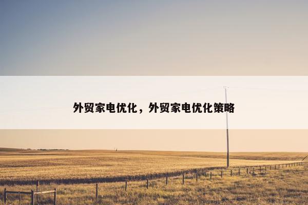 外贸家电优化，外贸家电优化策略