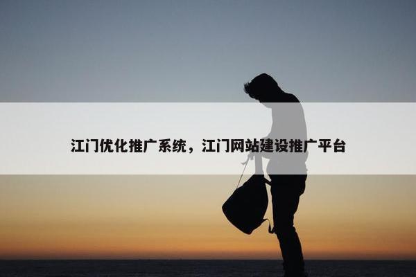 江门优化推广系统，江门网站建设推广平台