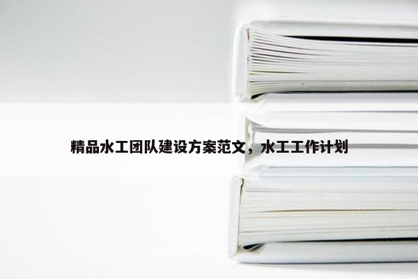 精品水工团队建设方案范文，水工工作计划