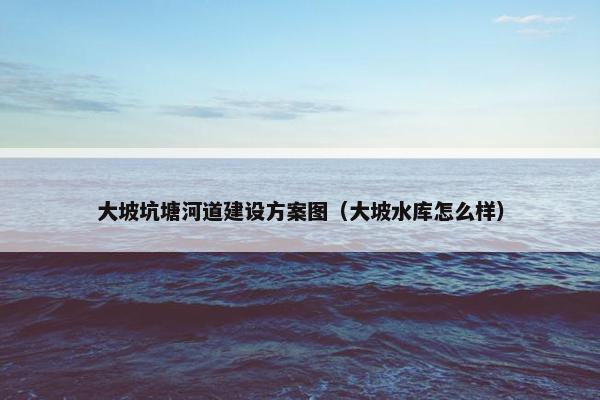 大坡坑塘河道建设方案图（大坡水库怎么样）
