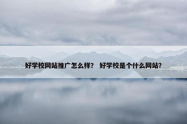好学校网站推广怎么样？ 好学校是个什么网站？