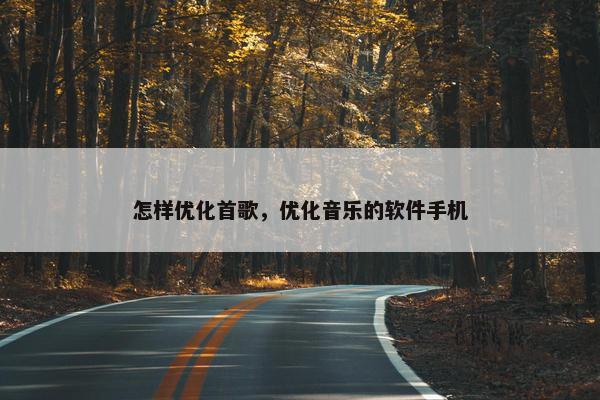 怎样优化首歌，优化音乐的软件手机