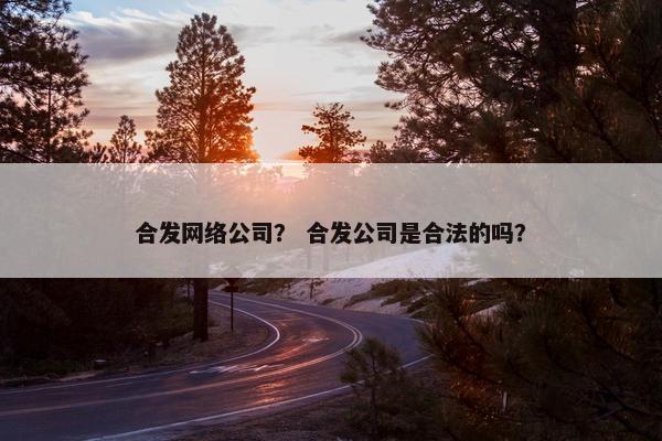 合发网络公司？ 合发公司是合法的吗？