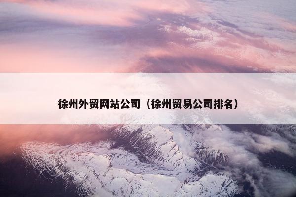 徐州外贸网站公司（徐州贸易公司排名）