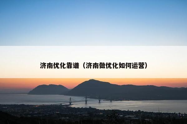 济南优化靠谱（济南做优化如何运营）