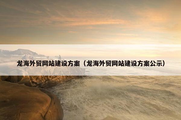 龙海外贸网站建设方案（龙海外贸网站建设方案公示）