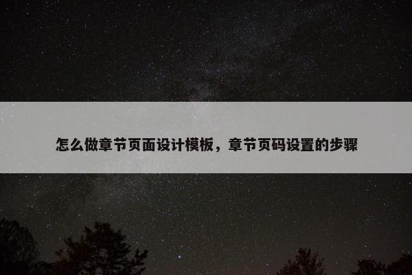 怎么做章节页面设计模板，章节页码设置的步骤