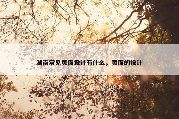 湖南常见页面设计有什么，页面的设计