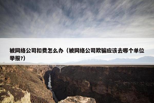 被网络公司扣费怎么办（被网络公司欺骗应该去哪个单位举报?）