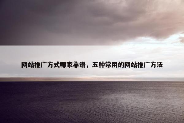 网站推广方式哪家靠谱，五种常用的网站推广方法