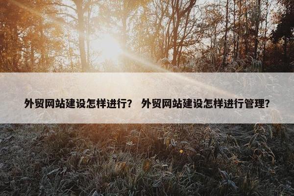 外贸网站建设怎样进行？ 外贸网站建设怎样进行管理？