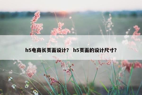 h5电商长页面设计？ h5页面的设计尺寸？