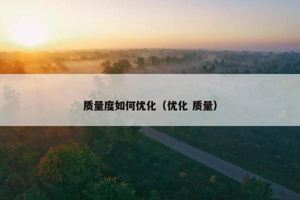 质量度如何优化（优化 质量）