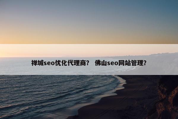 禅城seo优化代理商？ 佛山seo网站管理？