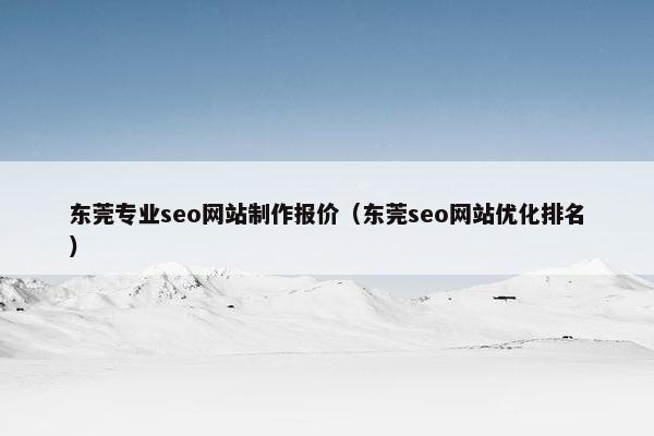东莞专业seo网站制作报价（东莞seo网站优化排名）