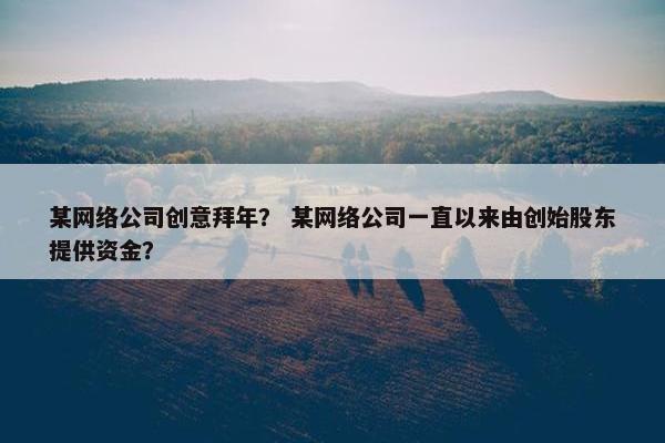 某网络公司创意拜年？ 某网络公司一直以来由创始股东提供资金？