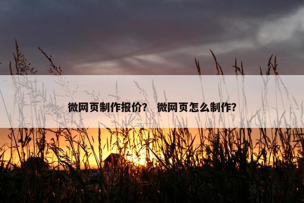 微网页制作报价？ 微网页怎么制作？