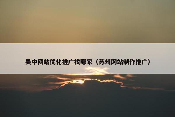 吴中网站优化推广找哪家（苏州网站制作推广）